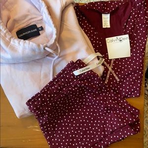 Calvin Klein Heart Pajama Set with Sweatshirt